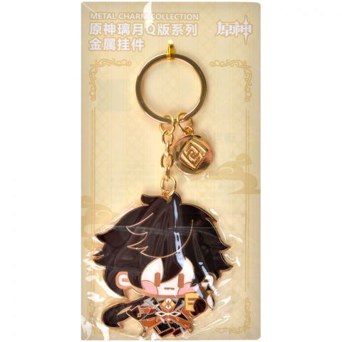Брелок металлический Genshin Impact Chibi: Чжун Ли