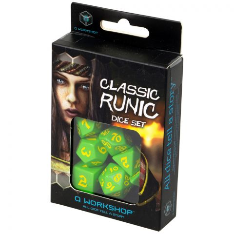 Набор кубиков Classic Runic, 7 шт., Green/Yellow