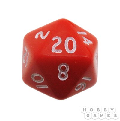 Кубик D20 &quot;Симпл&quot; 16мм, красный