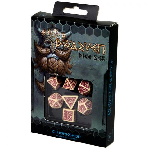 Набор кубиков Dwarven, 7 шт., Beige & burgundy