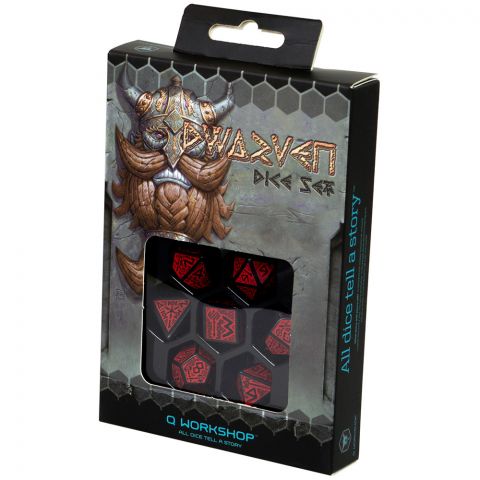 Набор кубиков Dwarven, 7 шт., Red & black