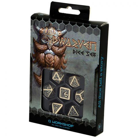 Набор кубиков Dwarven, 7 шт., Beige & black