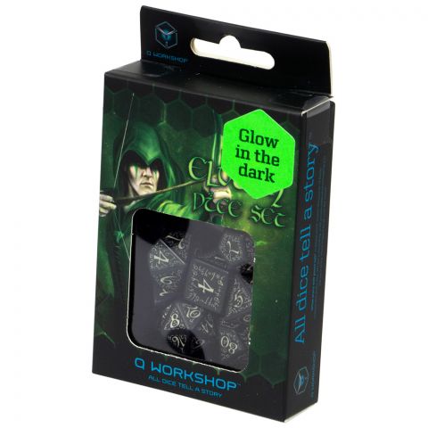 Набор кубиков Elvish, 7 шт., Black & glow-in-the-dark