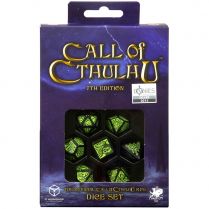 Набор кубиков Call of Cthulhu, 7 шт., 7th Edition Black/Green 