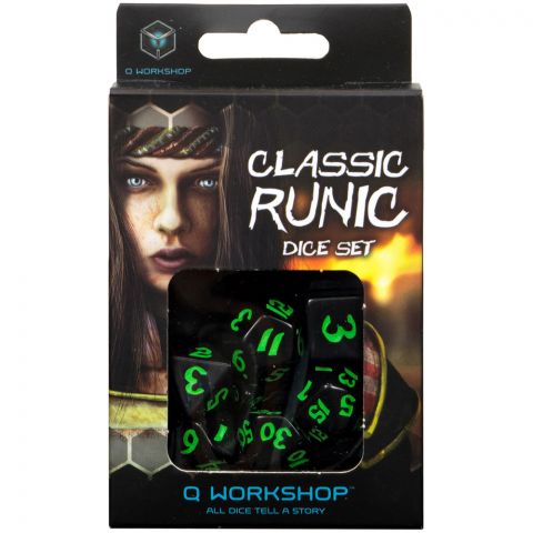Набор кубиков Classic Runic, 7 шт., Black/Green