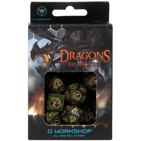 Набор кубиков Dragons, 7 шт., Bottle green/Gold