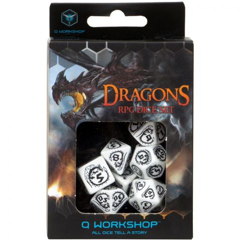 Набор кубиков Dragons, 7 шт., White/Black