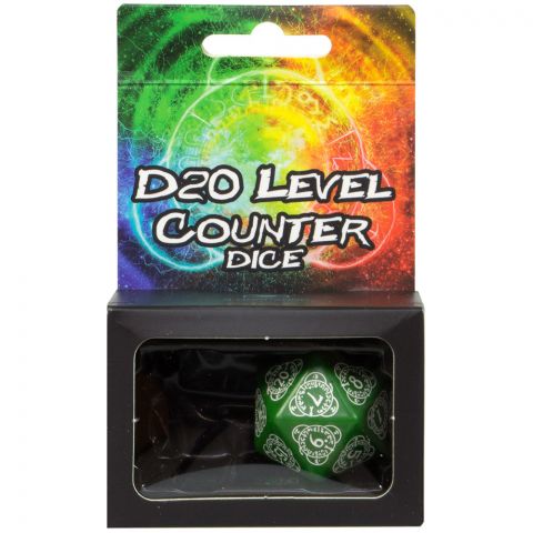 Игральный кубик D20 Level Counter, Green/White