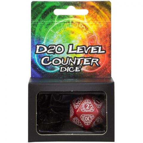 Игральный кубик D20 Level Counter, Red/White