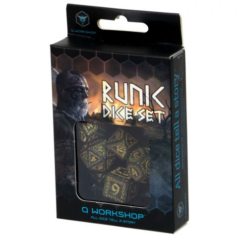 Набор кубиков Runic, 7 шт., Bottle-green/Gold