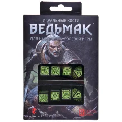 Игральные кости для настольной ролевой игры "Ведьмак", 8 шт., чёрный/зелёный