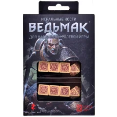 Игральные кости для настольной ролевой игры "Ведьмак", 8 шт., бежевый/бордовый