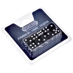 Набор стандартных кубиков D6 Stuff Pro, 10 шт. (16 мм, чёрные)