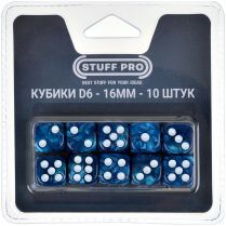 Набор нефритовых кубиков D6 Stuff Pro, 10 шт. (16 мм, синие)