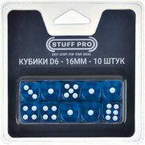 Набор прозрачных кубиков D6 Stuff Pro, 10 шт. (16 мм, голубые)
