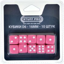 Набор стандартных кубиков D6 Stuff Pro, 10 шт. (16 мм, розовые)