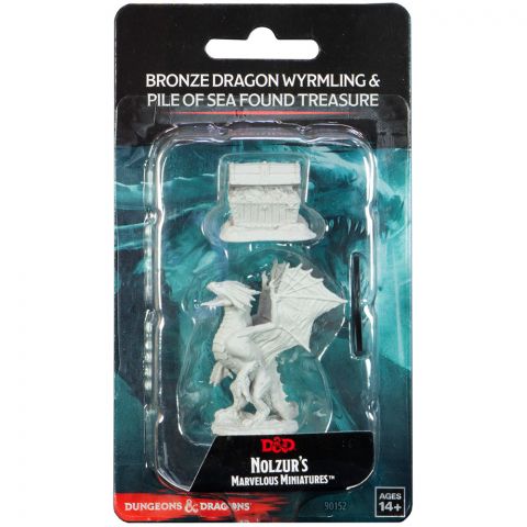 D&D Nolzur's Miniatiures: Bronze Dragon Wyrmling and Pile of Sea Found Treasure