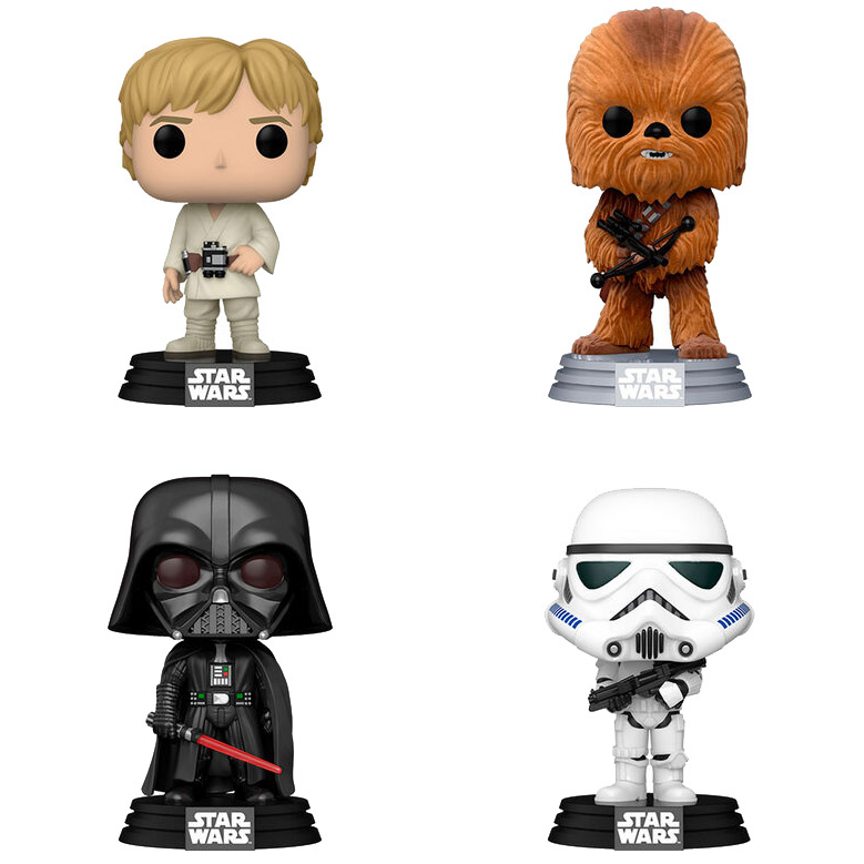 Funko POP Star Wars Luke Skywalker Chewbacca Darth Vader Stormtrooper 4 pack Hobby Games