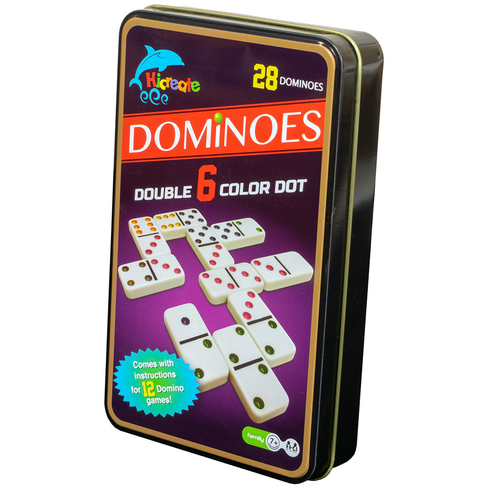 Цвет домино. Домино в жестяной коробке (Dominoes). Настольная игра Домино в жестяной коробке. 00014 Домино. Игра цветное Домино.