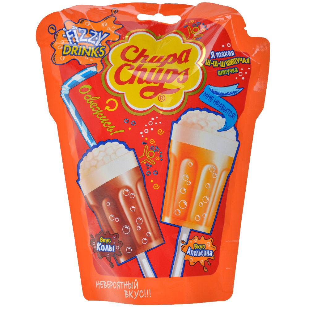 Карамель Chupa Chups Fizzy Drinks: кола и апельсин | Купить настольную ...