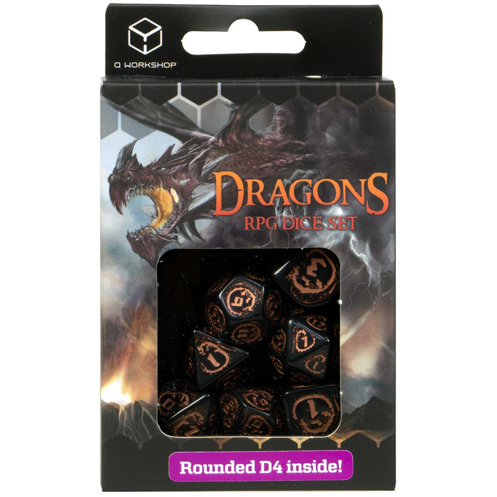 Набор кубиков Dragons Modern Dice Set, Black/Copper, 7 шт.